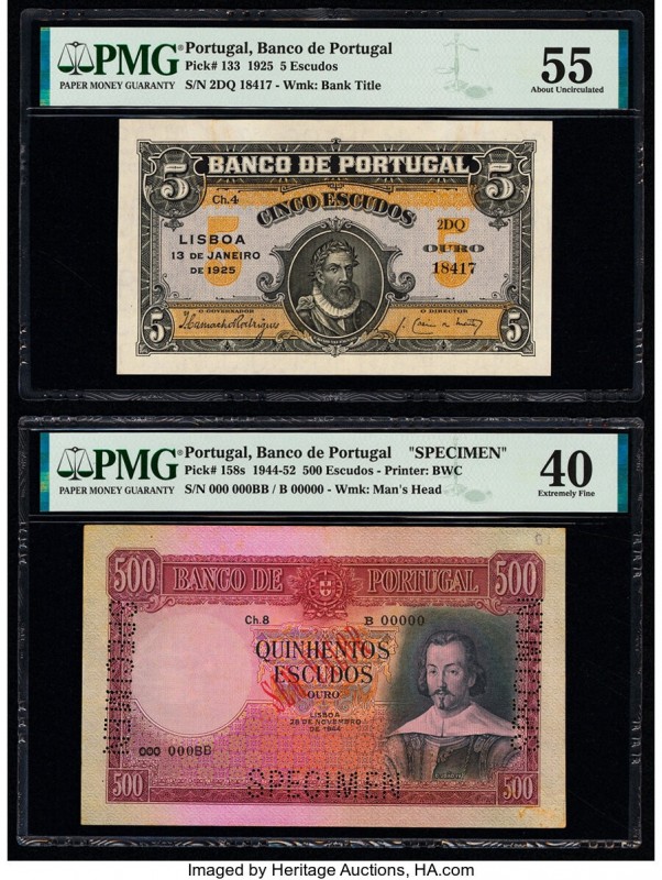 Portugal Banco de Portugal 5; 500 Escudos 13.1.1925; 28.11.1944 Pick 133; 158s I...