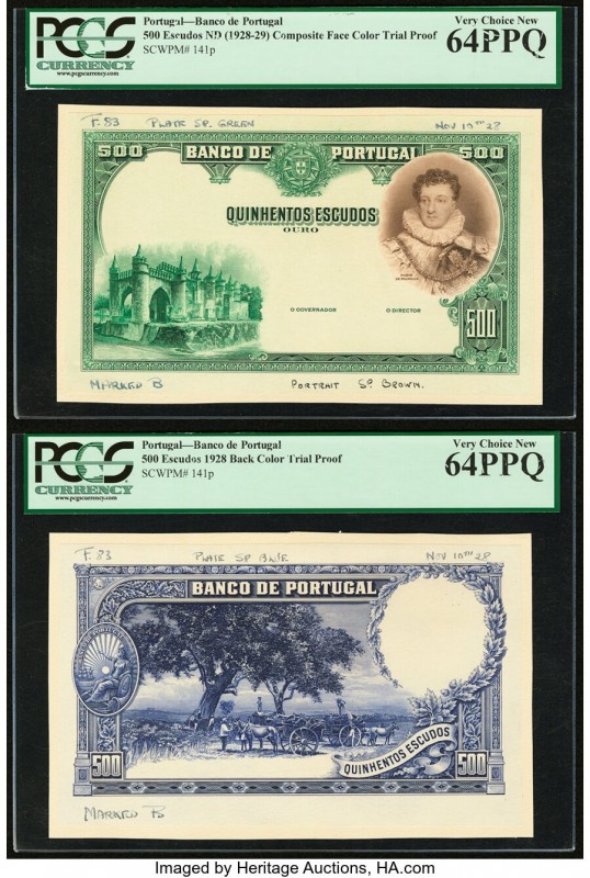 Portugal Banco de Portugal 500 Escudos ND (1928-29) Pick 141p Front and Back Tri...