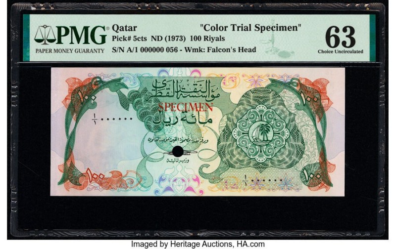 Qatar Qatar Monetary Agency 100 Riyals ND (1973) Pick 5cts Color Trial Specimen ...