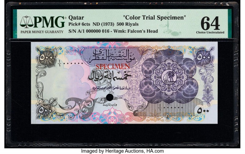 Qatar Qatar Monetary Agency 500 Riyals ND (1973) Pick 6cts Color Trial Specimen ...