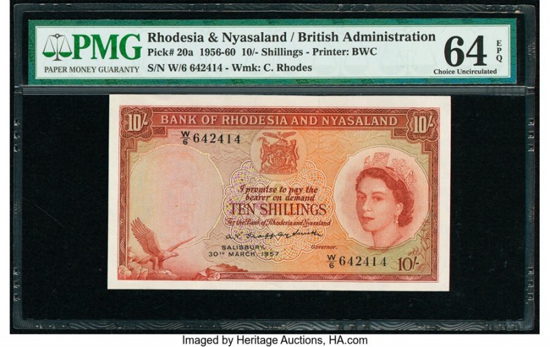 Rhodesia and Nyasaland Bank of Rhodesia and Nyasaland 10 Shillings 30.3.1957 Pic...