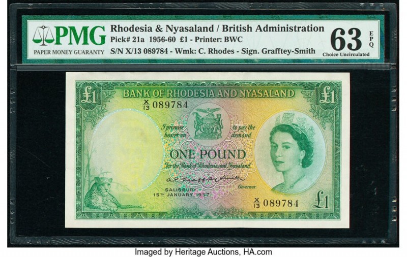 Rhodesia and Nyasaland Bank of Rhodesia and Nyasaland 1 Pound 15.1.1957 Pick 21a...