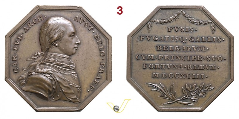 1793 - Vittorie Arciduca Carlo d'Asburgo in Belgio Henn. 502 - ottagonale Opus m...