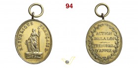 1800 - Tribunale d'Appello di Parigi (med. port. con appicc. e anello di sosp.) Br. 96 Opus Maurisset mm 40 x 33 Æ dorato SPL