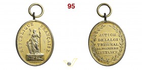 1800 - Tribunale di Prima Istanza di Parigi (med. port. con appicc. e anello di sosp.) Br. 100 Opus Maurisset mm 40 x 33 Æ dorato qSPL
