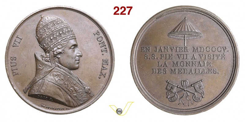 1805 - Visita di Pio VII alla Zecca di Parigi (D. var. di scritta) Br. 409 BIS O...