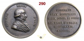 1806 - Francesco Melzi D'Eril Gran Dignitario dell'Ordine della Corona di Ferro Br. --- (Br. 578 BIS) / Essl. 2849.2 Opus manca mm 48,5 Æ fuso FDC