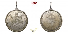 1806 - Vigilante di Polizia Regno Italico - Dip.to Mincio (med. port. in anello con appicc.) Br. --- (Br. 582 BIS) - Turr. 442 Opus manca mm 64 Æ arge...