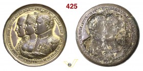 1810 - Napoleone, Maria Luisa e Francesco I d'Austria (var.: repoussé e non clichè) Br. 992 BIS (var) - repoussé Opus Heurthaux mm 62 Cu dorato SPL+...