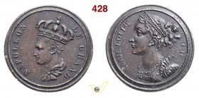 1810 - Napoleone e Maria Luisa (var. al R. di busto e corona) Br. 1005 BIS (var) - inedita Opus M(aurisset) mm 18 Æ SPL