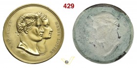 1810 - Napoleone e Maria Luisa Br. 1009 - repoussé Opus Morel mm 46 Cu dorato qFDC