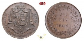 1811 - Medaglia premio Liceo del Principato di Benevento Br. --- (Br. 1140 BIS) / Essl. 2537 / Turr. 812 Opus Gennari mm 56 Æ qSPL (• Anello di sospen...