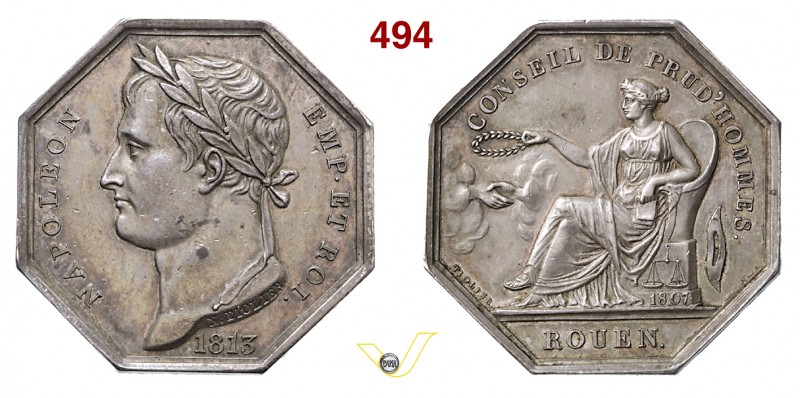 1813 - Consiglio dei Prud'Hommes di Rouen - ottog Br. 1312 Opus Tiolier mm 32 Ag...