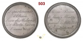 1814 - Dip.to dell'Olona - Premio Liceo di Milano, Porta Nuova 1348 BIS - inedita Opus manca mm 52 Ag SPL+