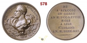 1821 - Morte di Napoleone a S. Elena Br. 1845 Opus manca mm 41 Æ qFDC
