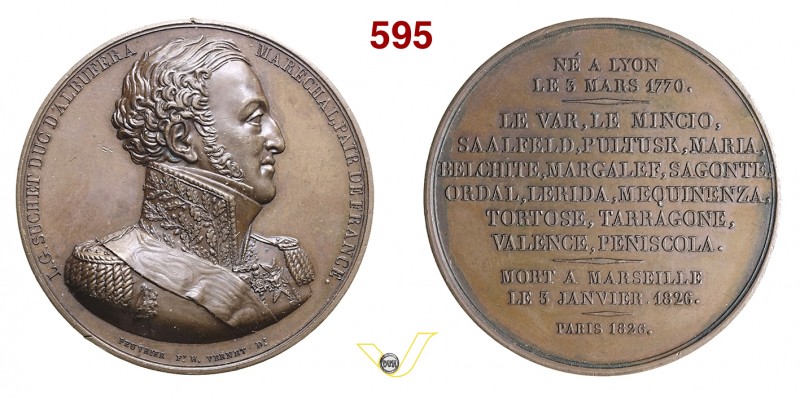 1826 - Morte del M.llo Suchet, Duca di Albufera Br. 1884 Opus Peuvrier mm 51 Æ q...