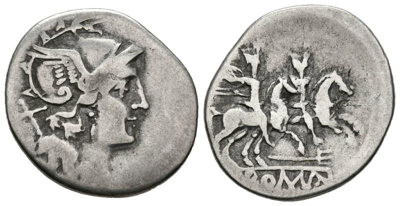 ACUÑACIONES ANONIMAS. Denario. (Ar. 3,22g/21mm). 200-190 a.C. Roma. (FFC 63; Cra...