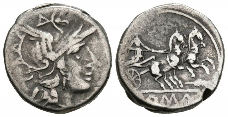 ACUÑACIONES ANONIMAS. Denario. (Ar. 3,95g/17mm). 179-170 a.C. Roma. (FFC 78; Cra...