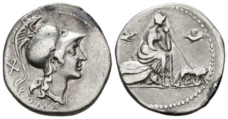 ACUÑACIONES ANONIMAS. Denario. (Ar. 3,82g/20mm). 115-114 d.C. Roma. (FFC 83; Cra...