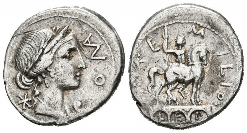 GENS AEMILIA. Denario. (Ar. 3,84g/19mm). 114-113 a.C. Sur de Italia. (FFC 103; C...