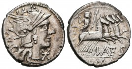 GENS ANTESTIA. Denario. (Ar. 3,75g/19mm). 136 a.C. Roma. (FFC 151; Crawford 238/1). Anv: Cabeza de Roma a derecha, delante estrella, detrás leyenda: G...