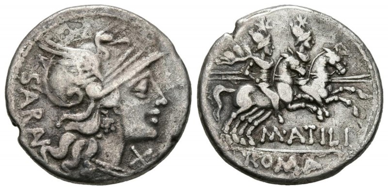 GENS ATILIA. Denario. (Ar. 3,55g/19mm). 148 a.C. Roma. (FFC 176; Crawford 214/1b...