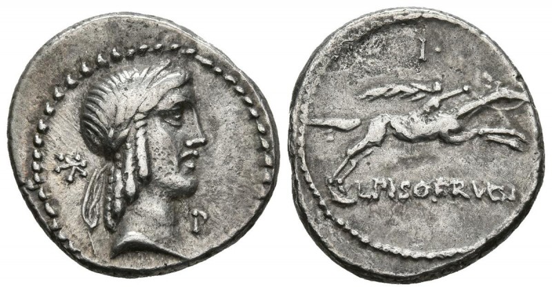 GENS CALPURNIA. Denario. (Ar. 3,90g/19mm). 90-89 a.C. Roma. (FFC 311). Anv: Cabe...