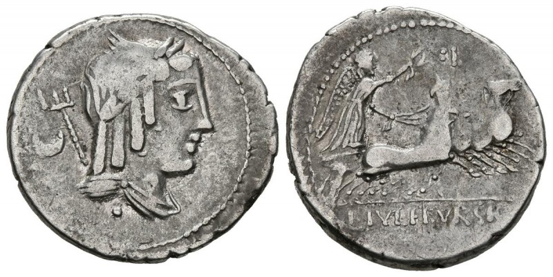 GENS JULIA. Denario. (Ar. 3,85g/21mm). 85 a.C. Taller auxiliar de Roma. (FFC 767...