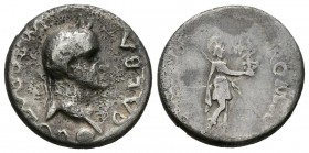 GALBA. Denario. (Ar. 3,06g/17mm). 68 d.C. Roma. (RIC 42). Anv: Busto laureado de galba a derecha, debajo globo, alrededor leyenda: GALBA IMPERATOR. Re...
