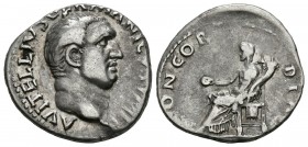 VITELIO. Denario. (Ar. 3,38g/19mm). 69 d.C. Roma. (RIC 66). Anv: Busto de Vitelio a derecha, alrededor leyenda: A VITELLIVS GERMANICVS IMP. Rev: Conco...