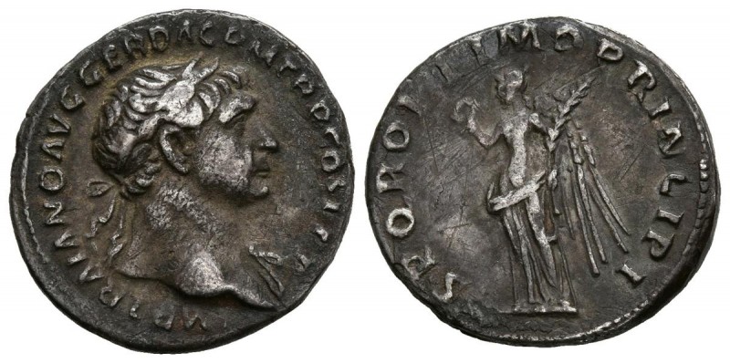 TRAJANO. Denario. (Ar. 2,86g/19mm). 107 d.C. Roma. (RIC 193). Anv: Busto lauread...