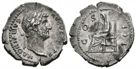 ADRIANO. Denario. (Ar. 3,19g/19mm). 134-138 d.C. Roma. (RIC 343). Anv: Busto laureado de Adriano a derecha, alrededor leyenda: HADRIANVS AVGVSTVS P P....