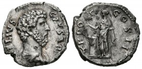 AELIO. Denario. (Ar. 2,76g/17mm). 137 d.C. Roma. (RIC 431). Anv: Busto drapeado de Aelio a derecha, alrededor leyenda: L AELIVS CAESAR. Rev: Spes esta...