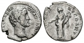 ANTONINO PIO. Denario. (Ar. 3,18g/18mm). 139 d.C. Roma. (RIC 35). Anv: Busto de Antonino Pío a derecha, alrededor leyenda: IMP CAE L CAES HADR ANTONI ...