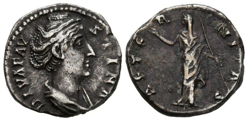 FAUSTINA I. Denario. (Ar. 3,55g/17mm). 141 d.C. Roma. (RIC 350 var). Anv: Busto ...