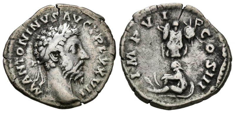 MARCO AURELIO. Denario. (Ar. 3,45g/19mm). 172-173 d.C. Roma. (RIC 280). Anv: Bus...