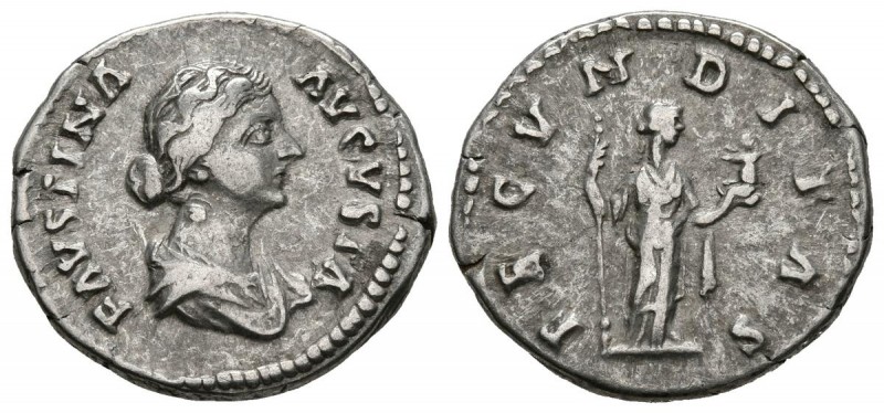 FAUSTINA II. Denario. (Ar. 3,67g/19mm). 161-175 d.C. Roma. (RIC 677). Anv: Busto...