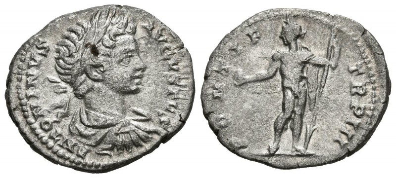 CARACALLA. Denario. (Ar. 2,24g/19mm). 199-200 d.C. Roma. (RIC 30a). Anv: Busto l...