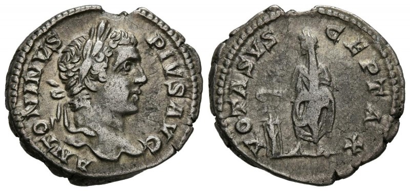 CARACALLA. Denario. (Ar. 3,26g/20mm). 201-206 d.C. Roma. (RIC 150). Anv: Busto l...