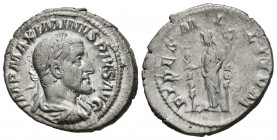 MAXIMINO I. Denario. (Ar. 3,51g/21mm). 235 d.C. Roma. (RIC 7a). Anv: Busto laureado y drapeado a derecha, alrededor leyenda: IMP MAXIMINVS PIVS AVG. R...