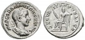 GORDIANO III. Denario. (Ar. 2,88g/20mm). 241 d.C. Roma. (RIC 130). Anv: Busto laureado y drapeado de Gordiano III a derecha, alrededor leyenda: IMP GO...