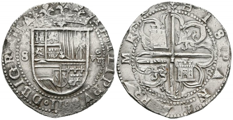 FELIPE II (1556-1598). 8 Reales. (Ar. 27,34g/37mm). S/D (antes de 1588). Sevilla...