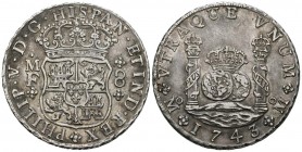 FELIPE V (1700-1746). 8 Reales. (Ar. 27,05g/39mm). 1743. México. MF. (Cal-2019-1463). MBC+.