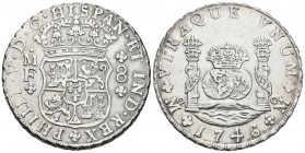 FELIPE V (1700-1746). 8 Reales. (Ar. 27,02g/39mm). 1746. México. MF. (Cal-2019-1470). EBC. Rayitas de limpieza.