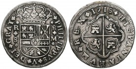 FELIPE V (1700-1746). 8 Reales. (Ar. 22,92g/39mm). 1718. Sevilla. M. (Cal-2019-1617). MBC.