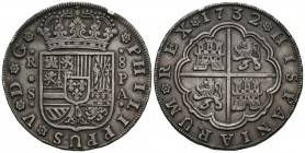 FELIPE V (1700-1746). 8 Reales. (Ar. 26,91g/39mm). 1732. Sevilla. PA. (Cal-2019-1625). MBC+. Golpe en el canto.