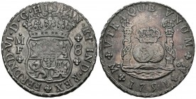 FERNANDO VI ( 1746-1759). 8 Reales. (Ar. 26,76g/39mm). 1751. México. MF. (Cal-2019-475). MBC. Ligero tono irisado.