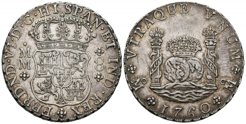 FERNANDO VI ( 1746-1759). 8 Reales. (Ar. 27,07g/39mm). 1760. México. MM. (Cal-20...