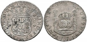 CARLOS III ( 1759-1788). 8 Reales. (Ar. 26,84g/39mm). 1771. Lima. JM. (Cal-2019-1032). MBC+. Manchas en anverso.