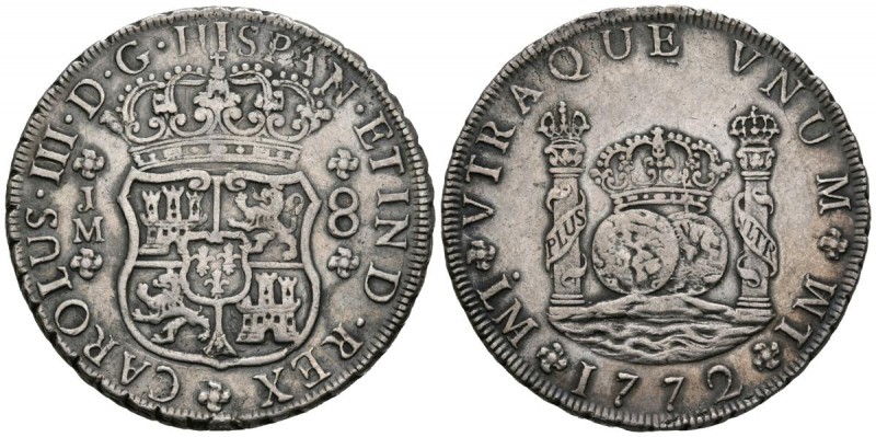 CARLOS III ( 1759-1788). 8 Reales. (Ar. 26,98g/39mm). 1772. Lima. JM. (Cal-2019-...